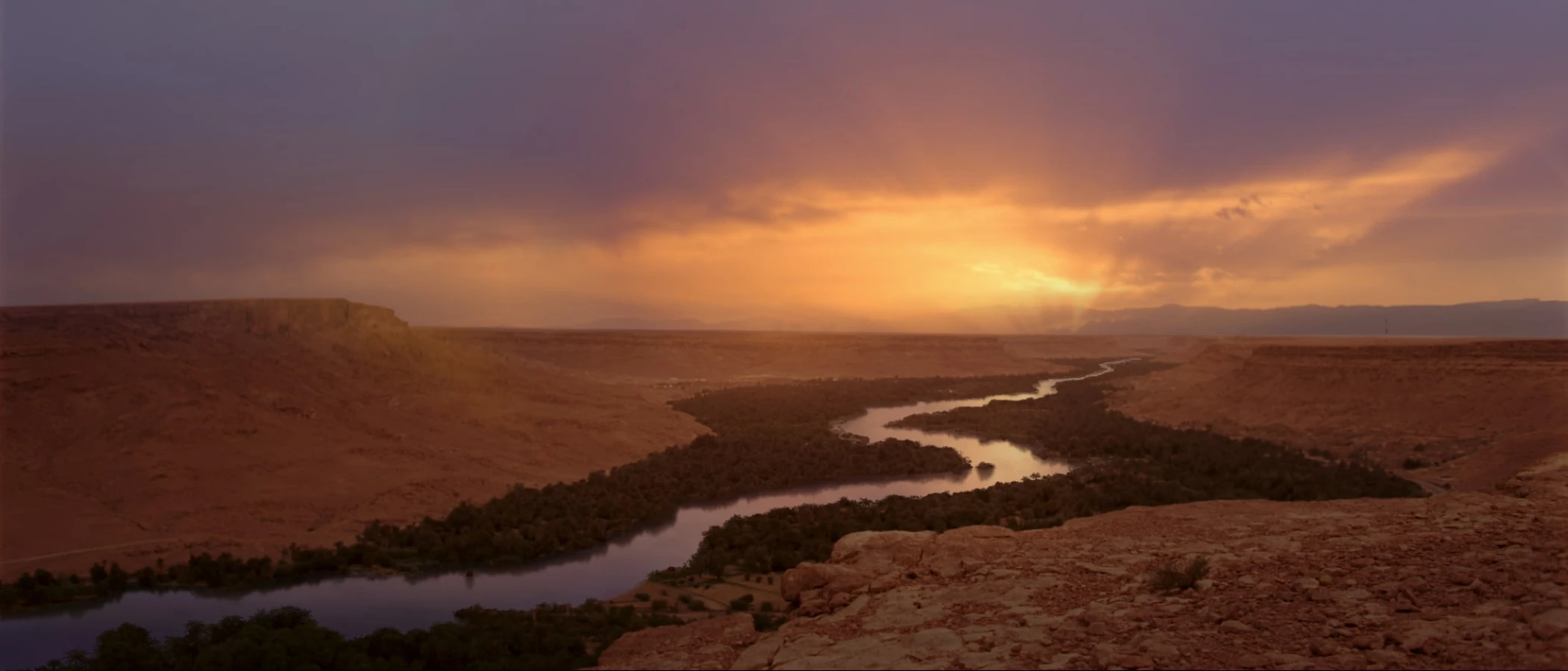  Mathieu Raynault's work river over arid mountains with sunset Raynault vfx 