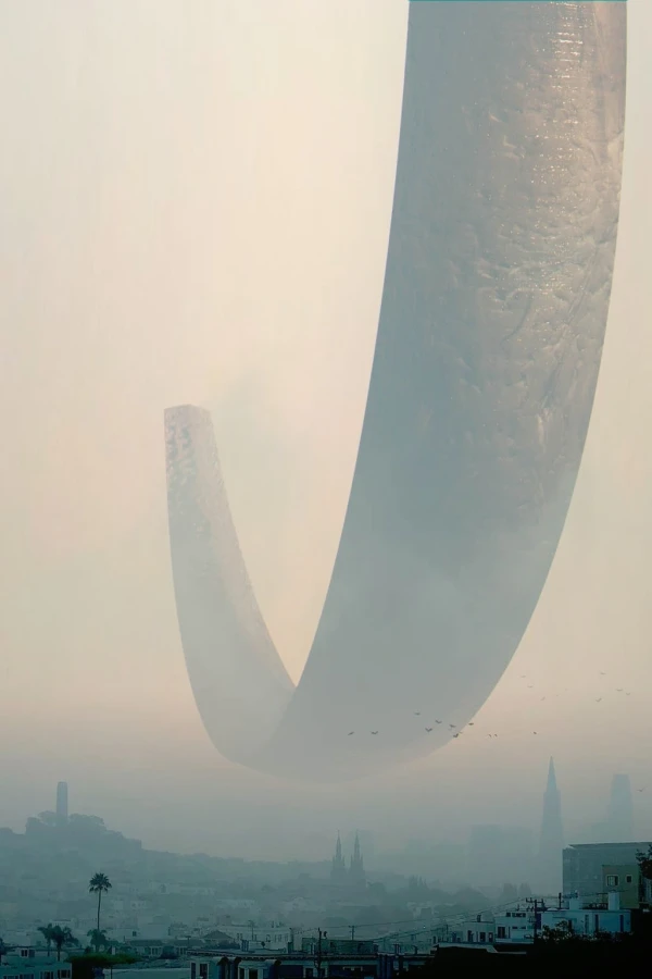  Ring spaceshit above landscape concept art from Raynault vfx 