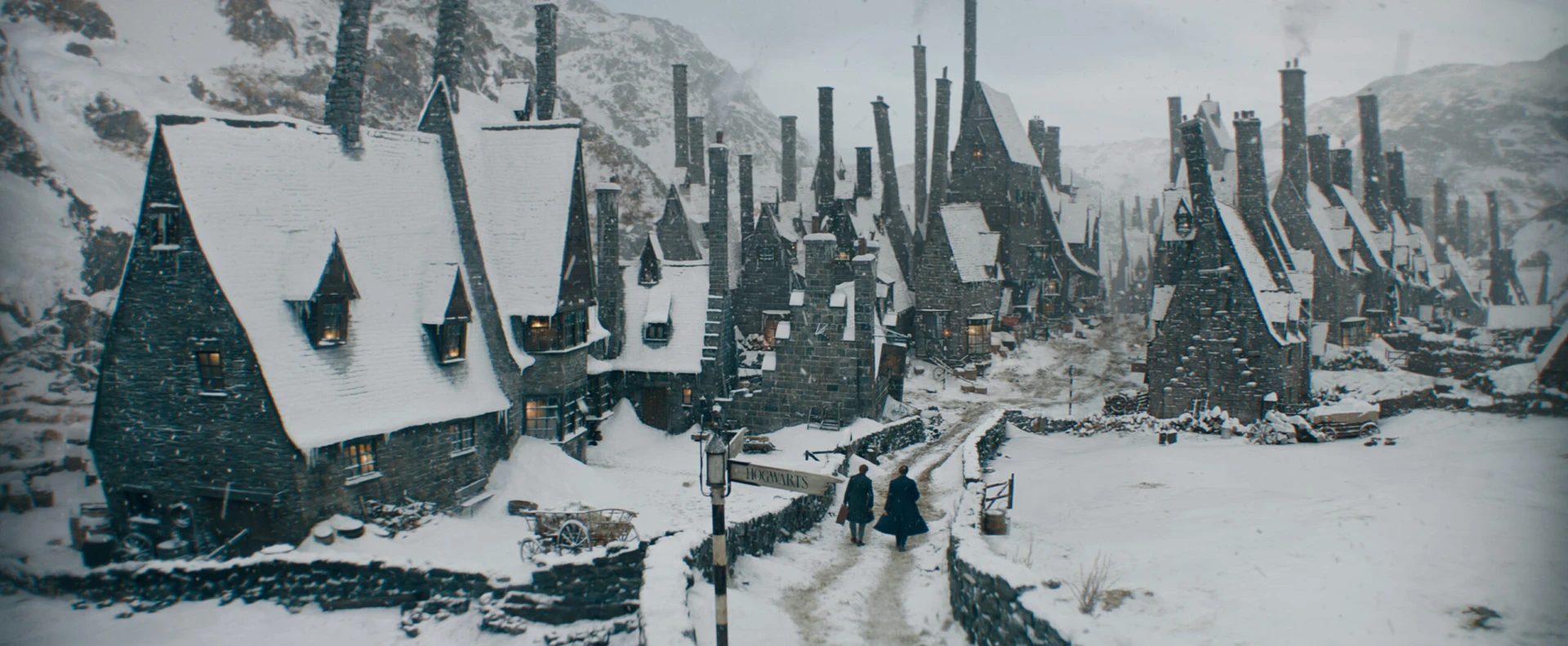 Fantastic Beasts: The Secrets of Dumbledore village in snow view Raynault vfx